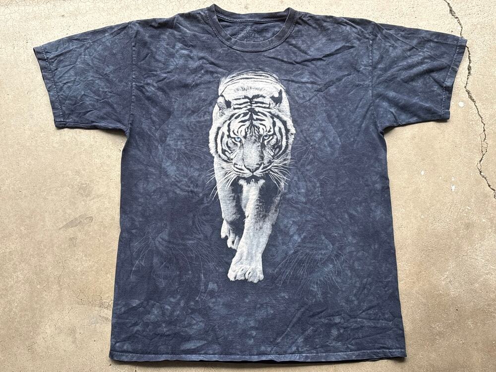 The Mountain Tie Dye White Tiger hidden Picture XL Blue nature animal shirt